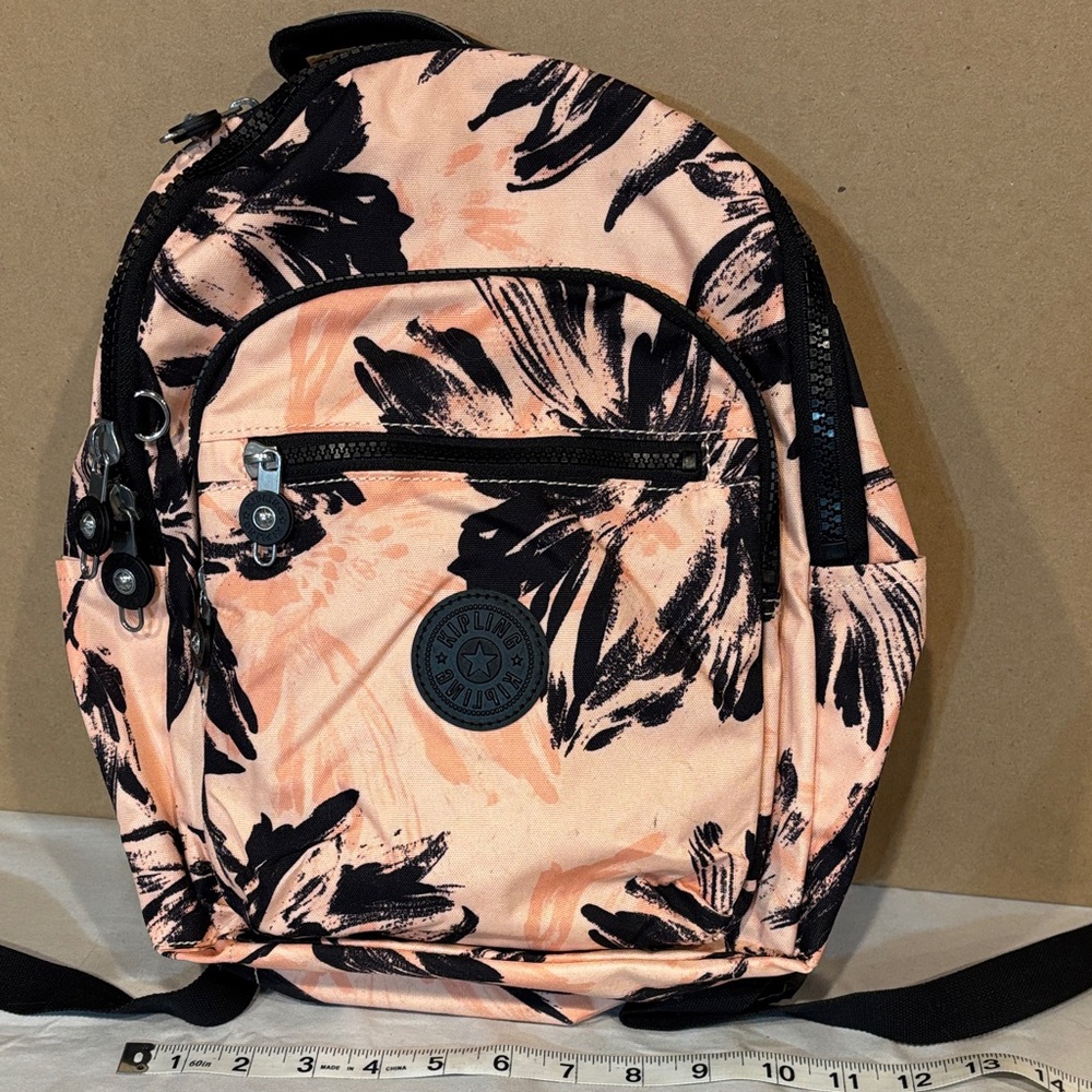 Kipling Floral Pink and Black mini backpack